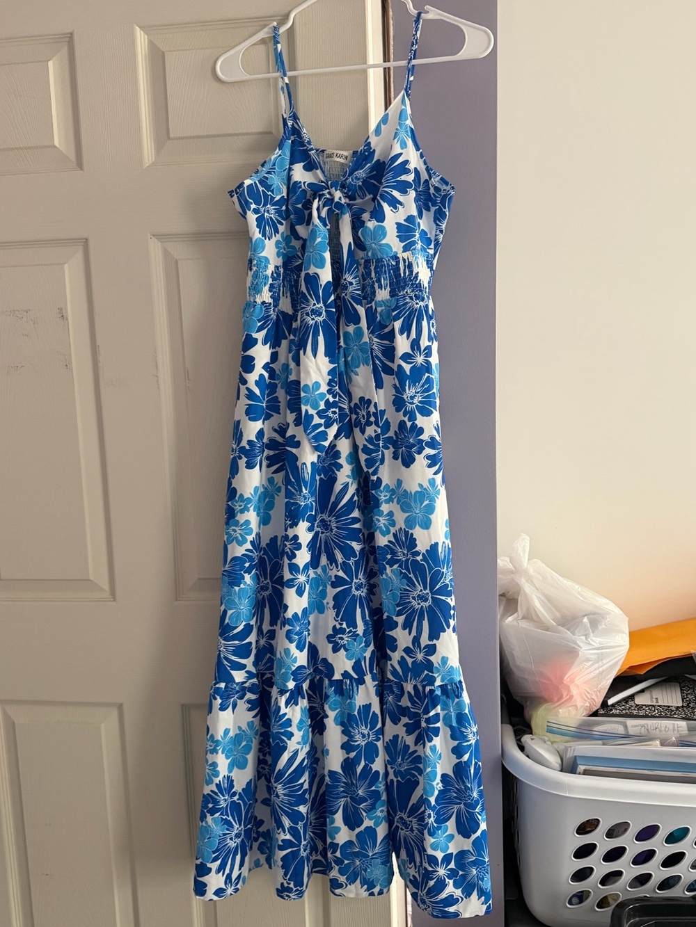 Grace Karin Blue and White Floral Maxi Sundress